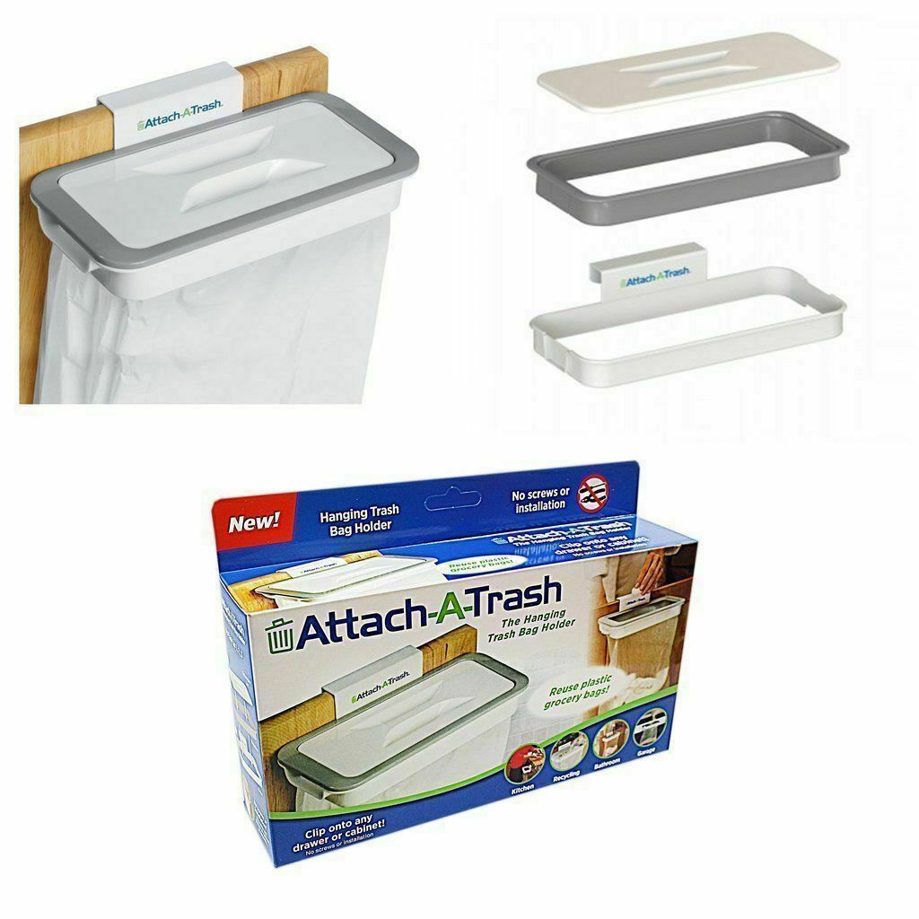 CESTINO SUPPORTO PER SACCHETTI SPAZZATURA CON CLIP MONTAGGIO ATTACH A TRASH