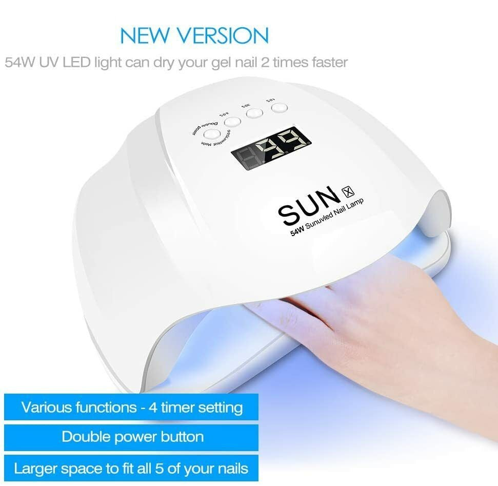 LAMPADA UV LED 54W ESSICCATORE PER UNGHIE CON 4 IMPOSTAZIONI DEL TIMER E SENSORE