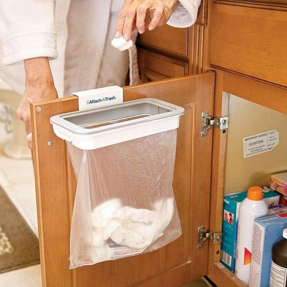 CESTINO SUPPORTO PER SACCHETTI SPAZZATURA CON CLIP MONTAGGIO ATTACH A TRASH