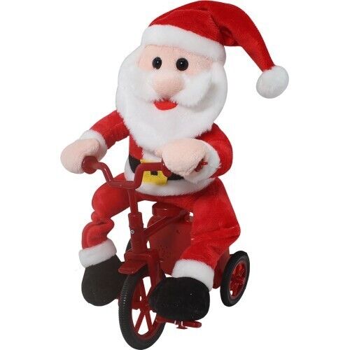 BABBO NATALE MUSICALE IN BICI CON MOVIMENTO - 25cm
