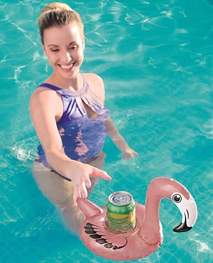 NUOVISSIMI PORTABICCHIERE FLAMINGO FASHION BESTWAY PER GOLD PARTY IN PISCINA
