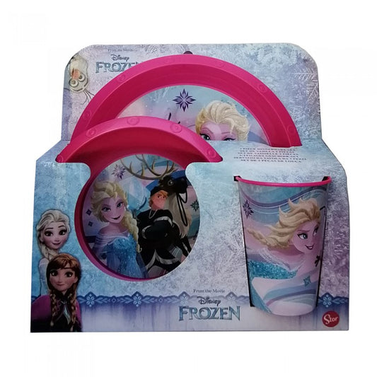 NEW DISNEY FROZEN SET DA PRANZO COMPOSTO DA PIATTO FONDO, PIATTO PIANO E BICCHIERE